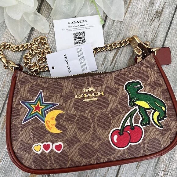 Teri Mini Crossbody Shoulder Bag In Signature Canvas With Sticker Print Purse